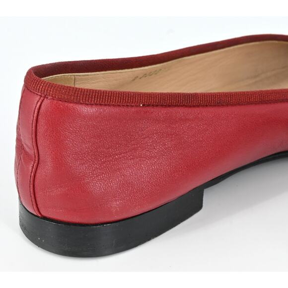 Chanel | Red Leather CC Cap Toe Ballet Flats Size: 38.5 - Picture 7 of 16